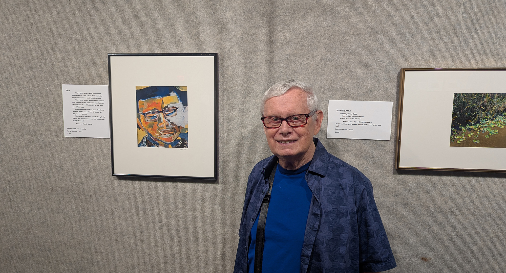 Larry Kantner with his art